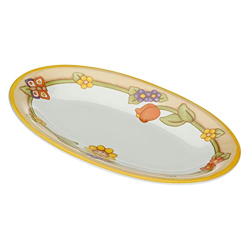 THUN - Ovaler Mehrzweckteller mit Blumen und Schmetterling - Küche, für den Tisch - Geschenkidee - Linie Country - Porzellan - Ø 38 cm von THUN