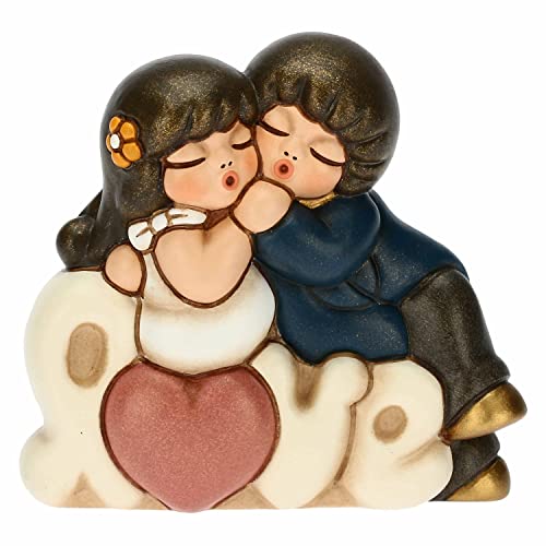 THUN - Paar verliebte Bräutigam, kleine Version - Gastgeschenke, Hochzeitsgeschenke - handbemalte Keramik - 8,2 x 6 x 10,2 cm h von THUN