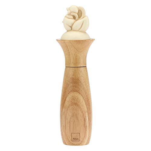 THUN - Salzmühle mit Blumen - Küchenzubehör - Linie Elegance - Keramik, Holz - 27,5 cm von THUN