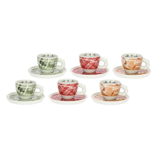 THUN, Set mit 6 Espressotassen aus Porzellan, Linie Umarmungen, Sammlerstück, Kaffeetassen, Geschenkidee zu Weihnachten, Tasse 85 ml, Ø 6,70 cm, 5,2 cm Höhe, Untertasse Ø 12 cm von THUN