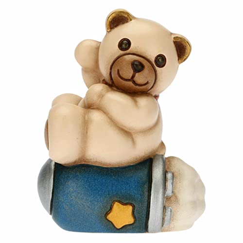 THUN - Teddy Astronauta auf Rakete - Leben, Symbole, Gastgeschenke für Taufe - Handbemalte Keramik - 5,2 x 4,2 x 7 cm H von THUN