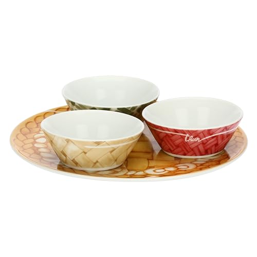 THUN Teller-Set mit Aperitif-Schalen aus Porzellan Umarmung von THUN
