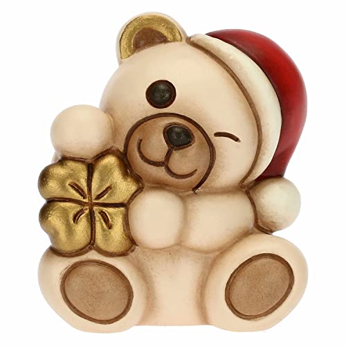 THUN - Weihnachten 2022 - Figur Mini Teddy mit Kleeblatt Glücksbringer aus Keramik, handverziert, Weihnachtsgeschenkidee 2022-5 x 4,3 x 5,5 cm h von THUN