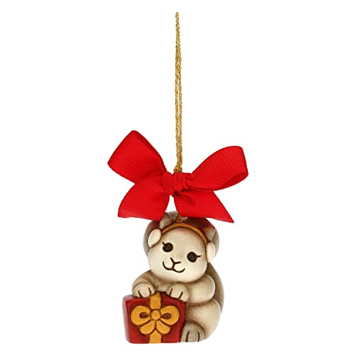 THUN - Weihnachtsschmuck Eichhörnchen mit kleinem Geschenk - Keramik - Weihnachtslinie - Wohnzimmer, Dekoration des Hauses - 4,2 x 3,8 x 5 cm h von THUN