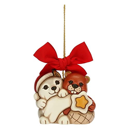 THUN - Weihnachtsschmuck, Wolf Noah und Biber mit Stern aus Keramik, handverziert, Maxi-Version - Weihnachtsgeschenkidee 2022-7,7 x 5 x 6,7 cm h von THUN