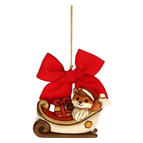 THUN - Weihnachtsschmuck Fuchs Grace mit großem Schlitten - Keramik - Weihnachtslinie - Wohnzimmer, Dekoration des Hauses - 7 x 4,7 x 5,2 cm h von THUN