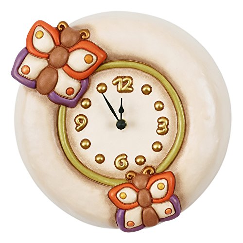 Thun Deko Haus Wanduhr große Country, Keramik, Mehrfarbig, 27.8 x 26.2 x 8.5 cm von THUN