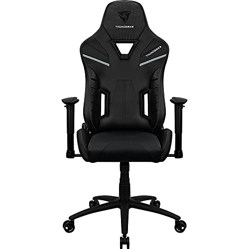 ThunderX3 TC5 Spielstuhl, Gaming Stühle, Game Chair PC, Gamingstuhl bis 150kg, Ergonomischer Gaming Stuhl, Schreibtischstuhl (Alles Schwarz) von ThunderX3