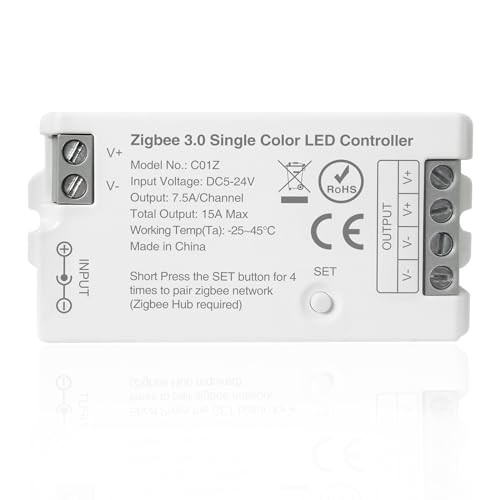 THUNGCIT ZigBee 3.0 LED-Controller C01Z Einfarbiger PWM-LED-Streifen-Glühbirnendimmer Kompatibel mit Echo Plus Philip H-UE Home-Kit Zigbee Hub Bridge erforderlich DC5-24V THUNGCIT ZigBee 3.0 LED-Controller C01Z Einfarbiger PWM-LED-Streifen-Glühbirnendimmer Kompatibel mit Echo Plus Philip H-UE Home-Kit Zigbee Hub Bridge erforderlich DC5-24V von THUNGCIT
