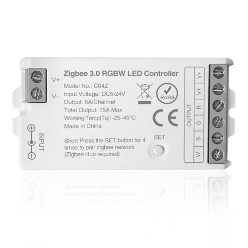 THUNGCIT ZigBee 3.0 LED-Controller C04Z RGBW LED-Streifenbirnen-Dimmer Kompatibel mit Echo Plus Philip H-UE Home-Kit Zigbee Hub Bridge erforderlich DC5-24V THUNGCIT ZigBee 3.0 LED-Controller C04Z RGBW LED-Streifenbirnen-Dimmer Kompatibel mit Echo Plus Philip H-UE Home-Kit Zigbee Hub Bridge erforderlich DC5-24V von THUNGCIT