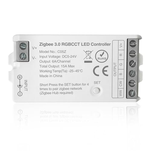 THUNGCIT ZigBee 3.0 LED-Controller C05Z RGBCCT LED-Streifenbirnen-Dimmer Kompatibel mit Echo Plus Philip H-UE Home-Kit Zigbee Hub Bridge erforderlich DC5-24V THUNGCIT ZigBee 3.0 LED-Controller C05Z RGBCCT LED-Streifenbirnen-Dimmer Kompatibel mit Echo Plus Philip H-UE Home-Kit Zigbee Hub Bridge erforderlich DC5-24V von THUNGCIT