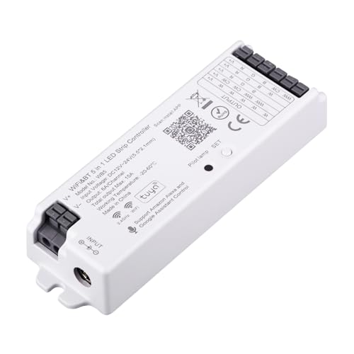 TUNICHX 5 in1 WB5 2,4 GHz WiFi PWM LED-Controller Kompatibel mit Alexa/Google Home/Tuya Smart Life APP-Steuerung zum Dimmen von CCT RGB RGBCCT RGBW LED-Streifen Passend zu WR01RF WR02RF TUNICHX 5 in1 WB5 2,4 GHz WiFi PWM LED-Controller Kompatibel mit Alexa/Google Home/Tuya Smart Life APP-Steuerung zum Dimmen von CCT RGB RGBCCT RGBW LED-Streifen Passend zu WR01RF WR02RF von THUNGCIT