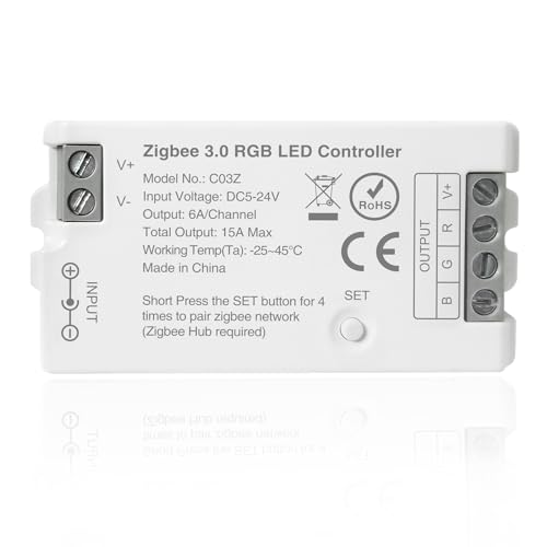 ZigBee 3.0 LED-Controller C03Z RGB-LED-Streifenbirnen-Dimmer Kompatibel mit Echo Plus Philip H-UE Home-Kit Zigbee Hub Bridge erforderlich DC5-24V ZigBee 3.0 LED-Controller C03Z RGB-LED-Streifenbirnen-Dimmer Kompatibel mit Echo Plus Philip H-UE Home-Kit Zigbee Hub Bridge erforderlich DC5-24V von THUNGCIT