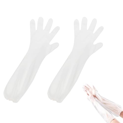 THXFUNAREA 20 Pcs Veterinärhandschuhe,Dehnbare Weichplastikfolie Handschuhe,Veterinär Untersuchung Künstliche Befruchtung Handschuh,Haushaltsreinigung,60CM Armschutz (weiß) von THXFUNAREA