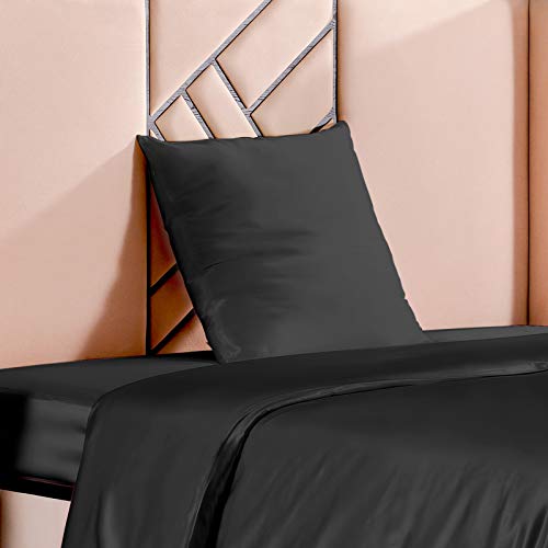 THXSILK Dekokissenbezug 45x45 Seide 19 Momme, 100% Maulbeerseide Zierkissenbezug für Sofa und Couch (45x45cm, Schwarz) von THXSILK