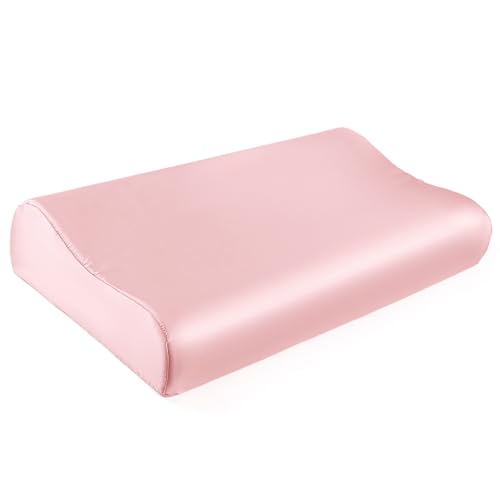 THXSILK 19 Momme Maulbeerseide Kissenbezug für Kontur Gedächtnisschaum Kissen Latex Kissenbezug Cervical Kissenbezug, Hypoallergen Waschbar (53.5x37x12.5/10.7 cm, Bezauberndes Rosa) von THXSILK