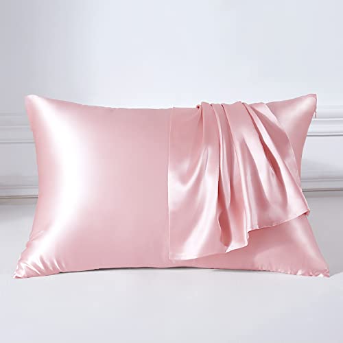 THXSILK 22 Momme Seide Kissenbezug - 100% Seide Kopfkissenbezug Sofakissenbezug - Anti milben Reißverschluss Seidenkissenbezug - Bezauberndes Rosa 40 x 60 cm von THXSILK