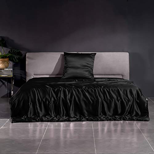 THXSILK 22 Momme Seidenbettwäsche Set 2 teilig, Bettbezug 135 x 200 cm und 80 x 80 cm Kissenbezüge, Hypoallergen Maulbeerseide Bettwäsche Set, Ultra Weich und Glatt, Schwarz THXSILK 22 Momme Seidenbettwäsche Set 2 teilig, Bettbezug 135 x 200 cm und 80 x 80 cm Kissenbezüge, Hypoallergen Maulbeerseide Bettwäsche Set, Ultra Weich und Glatt, Schwarz von THXSILK