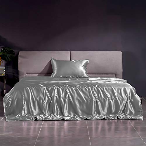 THXSILK 22 Momme Seidenbettwäsche Set 2 teilig, Bettbezug 135 x 200 cm und Kissenbezüge 40 x 80 cm, Hypoallergen Maulbeerseide Bettbezug Set, Ultra Weich und Glatt, Grau THXSILK 22 Momme Seidenbettwäsche Set 2 teilig, Bettbezug 135 x 200 cm und Kissenbezüge 40 x 80 cm, Hypoallergen Maulbeerseide Bettbezug Set, Ultra Weich und Glatt, Grau von THXSILK