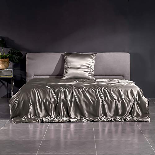 THXSILK 22 Momme Seidenbettwäsche Set 2 teilig, Bettbezug 155 x 220 cm und 80 x 80 cm Kissenbezüge, Hypoallergen Maulbeerseide Bettwäsche Set, Ultra Weich und Glatt, DunkelGrau THXSILK 22 Momme Seidenbettwäsche Set 2 teilig, Bettbezug 155 x 220 cm und 80 x 80 cm Kissenbezüge, Hypoallergen Maulbeerseide Bettwäsche Set, Ultra Weich und Glatt, DunkelGrau von THXSILK