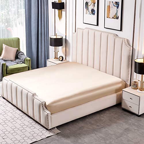 THXSILK 25 Momme Seide Spannbettlaken bis 30cm Matratzenhöhe, 100% Maulbeerseide Bettwäsche Spannbetttuch, Seiden Bettlaken für Standardmatratze, 90x200+30cm, Champagner THXSILK 25 Momme Seide Spannbettlaken bis 30cm Matratzenhöhe, 100% Maulbeerseide Bettwäsche Spannbetttuch, Seiden Bettlaken für Standardmatratze, 90x200+30cm, Champagner von THXSILK