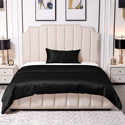 THXSILK 25 Momme Seidenbettwäsche Set 2 teilig, Bettbezug 155 x 220 cm und 40 x 80 cm Kissenbezüge, Hypoallergen Maulbeerseide Bettwäsche Set, Ultra Weich und Glatt, Schwarz THXSILK 25 Momme Seidenbettwäsche Set 2 teilig, Bettbezug 155 x 220 cm und 40 x 80 cm Kissenbezüge, Hypoallergen Maulbeerseide Bettwäsche Set, Ultra Weich und Glatt, Schwarz von THXSILK
