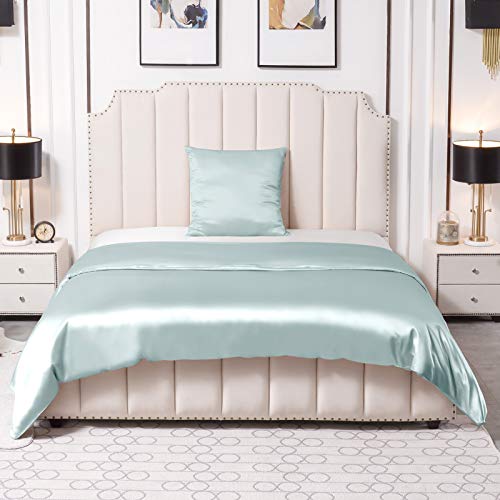 THXSILK 25 Momme Seidenbettwäsche Set 2 teilig, Bettbezug 155 x 220 cm und 80 x 80 cm Kissenbezüge, Hypoallergen Maulbeerseide Bettwäsche Set, Ultra Weich und Glatt, Hellblau THXSILK 25 Momme Seidenbettwäsche Set 2 teilig, Bettbezug 155 x 220 cm und 80 x 80 cm Kissenbezüge, Hypoallergen Maulbeerseide Bettwäsche Set, Ultra Weich und Glatt, Hellblau von THXSILK