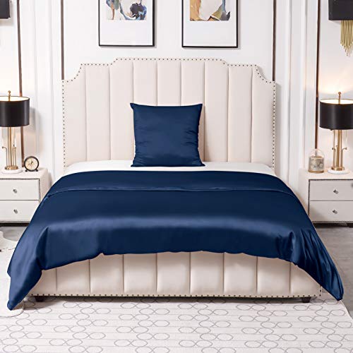 THXSILK 25 Momme Seidenbettwäsche Set 2 teilig, Bettbezug 155 x 220 cm und 80 x 80 cm Kissenbezüge, Hypoallergen Maulbeerseide Bettwäsche Set, Ultra Weich und Glatt, Marineblau THXSILK 25 Momme Seidenbettwäsche Set 2 teilig, Bettbezug 155 x 220 cm und 80 x 80 cm Kissenbezüge, Hypoallergen Maulbeerseide Bettwäsche Set, Ultra Weich und Glatt, Marineblau von THXSILK
