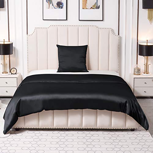 THXSILK 25 Momme Seidenbettwäsche Set 2 teilig, Bettbezug 155 x 220 cm und 80 x 80 cm Kissenbezüge, Hypoallergen Maulbeerseide Bettwäsche Set, Ultra Weich und Glatt, Schwarz THXSILK 25 Momme Seidenbettwäsche Set 2 teilig, Bettbezug 155 x 220 cm und 80 x 80 cm Kissenbezüge, Hypoallergen Maulbeerseide Bettwäsche Set, Ultra Weich und Glatt, Schwarz von THXSILK