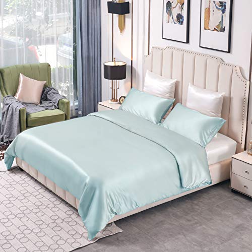 THXSILK 25 Momme Seidenbettwäsche Set 3 teilig, Bettbezug 200 x 220 cm und 2 Kissenbezüge 40 x 80 cm, Hypoallergen Maulbeerseide Bettwäsche Set, Ultra Weich und Glatt, Hellblau THXSILK 25 Momme Seidenbettwäsche Set 3 teilig, Bettbezug 200 x 220 cm und 2 Kissenbezüge 40 x 80 cm, Hypoallergen Maulbeerseide Bettwäsche Set, Ultra Weich und Glatt, Hellblau von THXSILK