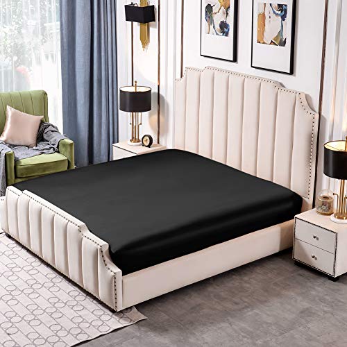 THXSILK 25 Momme Spannbettlaken Seide Bettlaken, 100% Maulbeerseide Bettwäsche Spannbetttuch, Seiden Bettlaken für Standardmatratze, 140x200+30cm, Schwarz THXSILK 25 Momme Spannbettlaken Seide Bettlaken, 100% Maulbeerseide Bettwäsche Spannbetttuch, Seiden Bettlaken für Standardmatratze, 140x200+30cm, Schwarz von THXSILK