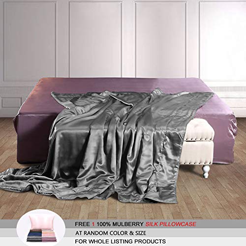 THXSILK Seide Kuscheldecke Grau Sofa Decken, Innen und außen 100% Seide Decke als Sofadecke Couchdecke Wohndecke Weiche & Warme Sofaüberwurf Seidendecke Wohndecken Kuscheldecken 135x180 cm von THXSILK