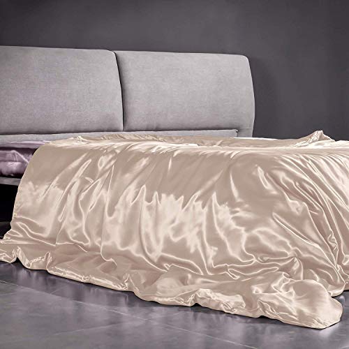 THXSILK Seide Bettbezug, Seide Tröster Cover, 100% 22 Momme Bestnote Maulbeerseide Bettwäsche - Champagner 155x220cm von THXSILK