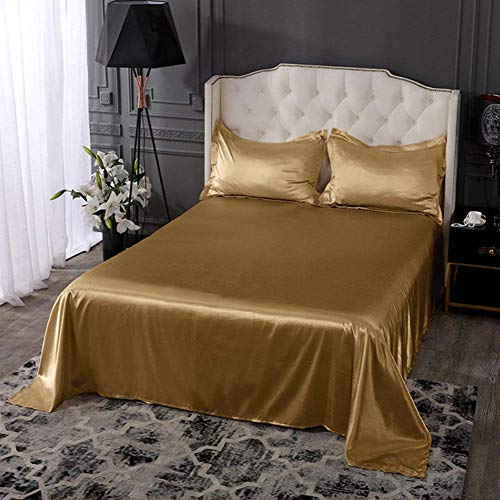 THXSILK Seide Betttuch/Bettlaken/Haustuch, 100% Reine 22 Momme Maulbeerseide Bettwäsche, Nahtlos Gold Seiden Bettlaken, 290x275 cm von THXSILK