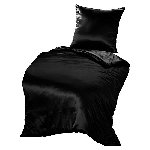 THXSILK Seidenbettwäsche Set 2 teilig, Bettbezug 155x 220 cm und 80 x 80 cm Kissenbezug, Hypoallergen 19 Momme Maulbeerseide Bettwäsche, Ultra Weich und Glatt, Schwarz THXSILK Seidenbettwäsche Set 2 teilig, Bettbezug 155x 220 cm und 80 x 80 cm Kissenbezug, Hypoallergen 19 Momme Maulbeerseide Bettwäsche, Ultra Weich und Glatt, Schwarz von THXSILK