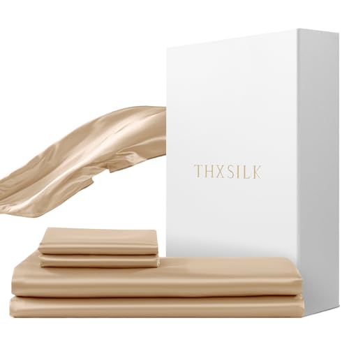 THXSILK Seidenbettwäsche Set 2 teilig,Bettbezug 135 x 200 cm und 80 x 80 cm Kissenbezug, Luxus Seide Bettwäsche Set, Super Weich und Glatt, Champagner THXSILK Seidenbettwäsche Set 2 teilig,Bettbezug 135 x 200 cm und 80 x 80 cm Kissenbezug, Luxus Seide Bettwäsche Set, Super Weich und Glatt, Champagner von THXSILK