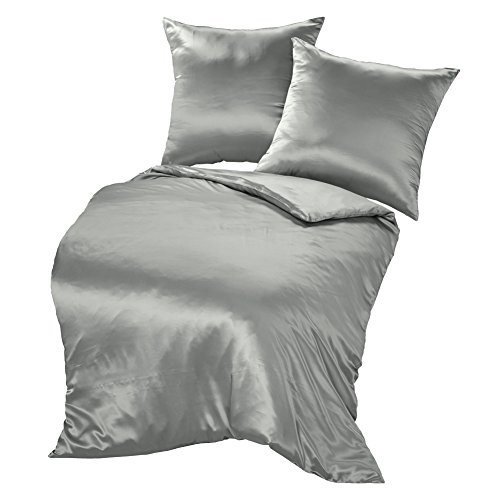 THXSILK Seidenbettwäsche Set 3 teilig, Bettbezug 240 x 220 cm und 2 Kissenbezüge 80 x 80 cm, Hypoallergen 19 Momme Maulbeerseide Bettwäsche, Ultra Weich und Glatt, Grau THXSILK Seidenbettwäsche Set 3 teilig, Bettbezug 240 x 220 cm und 2 Kissenbezüge 80 x 80 cm, Hypoallergen 19 Momme Maulbeerseide Bettwäsche, Ultra Weich und Glatt, Grau von THXSILK