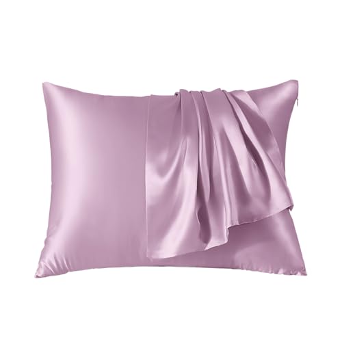 THXSILK Seidenkissenbezug - 100% Maulbeerseide Kissenbezug - Hypoallergen mit Versteckter Reißverschluss - 22 Momme Doppelseitige Reine Seide 1 Stück (Lavendel, 45x45cm) von THXSILK