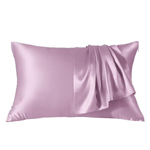 THXSILK Seidenkissenbezug 40x80 cm - 100% Maulbeerseide Kissenbezug - Hypoallergen mit Versteckter Reißverschluss - 22 Momme Doppelseitige Reine Seide 1 Stück Lavendel von THXSILK