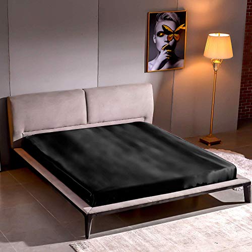 THXSILK Spannbettlaken Seide Bettlaken 200x200, 100% Reine 22 Momme Maulbeerseide Bettwäsche Spannbetttuch, Schwarz Seiden Bettlaken für Standardmatratze 30cm THXSILK Spannbettlaken Seide Bettlaken 200x200, 100% Reine 22 Momme Maulbeerseide Bettwäsche Spannbetttuch, Schwarz Seiden Bettlaken für Standardmatratze 30cm von THXSILK