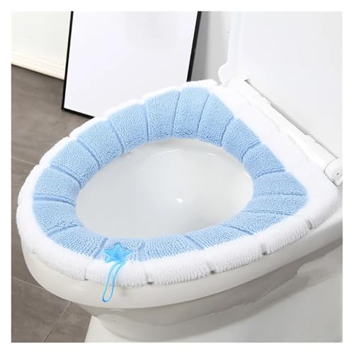 1 STÜCK Warme, Bequeme Toilettensitzabdeckung Badezimmer Toilettensitz Closestool Waschbar Weich Wärmer Matte Abdeckung Pad Kissen Tapa WC Matte F1128(Blue) von THXSXMO