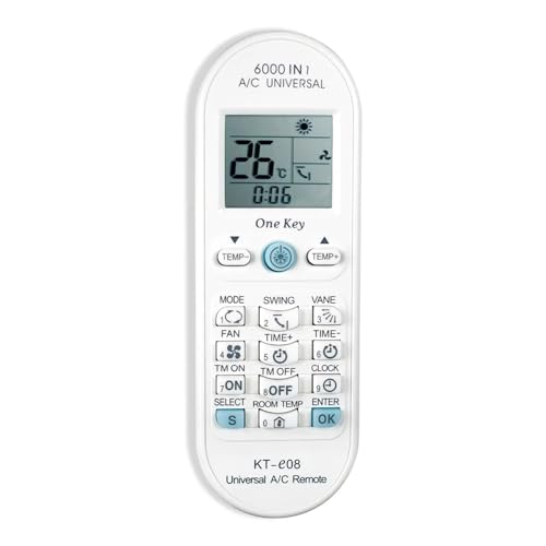 6000 in 1 A/C Universalfernbedienung, kompatibel mit Toshiba, kompatibel mit Panasonic, kompatibel mit Sanyo, kompatibel mit Fujitsu, KT-e08 One Key Series Klimaanlage(WHITE) von THXSXMO