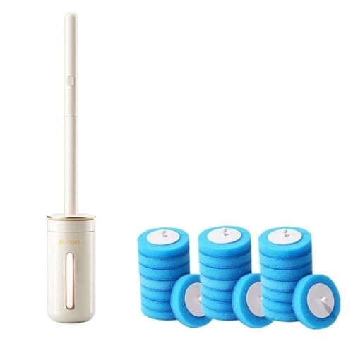 An der Wand montierter Einweg-Toilettenbürstenreiniger mit 8/16/24-teiligem Bürstenkopf, Badezimmer-Reinigungsbürste mit langem Griff, Toilettenzubehör(Set 3) von THXSXMO