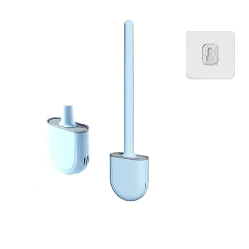 An der Wand montierter Toilettenbürstenersatz mit langem Griff, Silikon-Toilettenbürsten, schnelltrocknend, weiche Borsten, Toiletten-Bidet-Badezimmerset(Blue) von THXSXMO