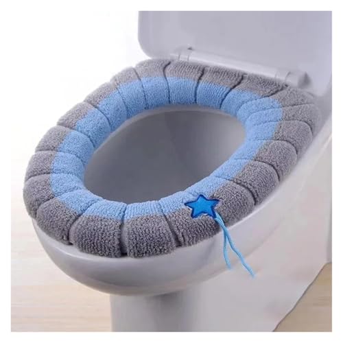 Season Universal Tragbare Weiche Waschbare Verdickung Winter Plüsch Toilettensitz Sitzbezug Matte Badezimmer Toilettenauflage Mit Zubehör(Blue,A) von THXSXMO