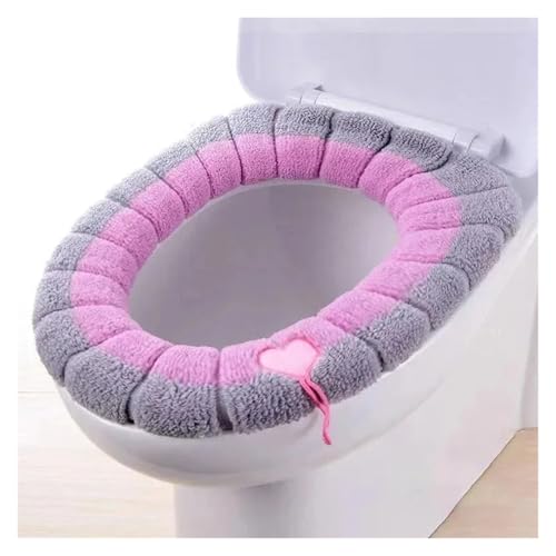 Season Universal Tragbare Weiche Waschbare Verdickung Winter Plüsch Toilettensitz Sitzbezug Matte Badezimmer Toilettenauflage Mit Zubehör(Pink,A) von THXSXMO
