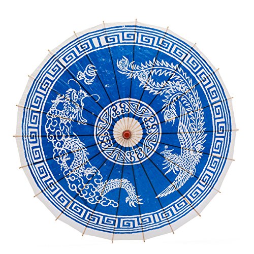 Thy Sammlerstücke Regendicht handgemachte chinesische geölt Papier Regenschirm Sonnenschirm 83,8 cm Dragon & Phoenix blau von THY COLLECTIBLES