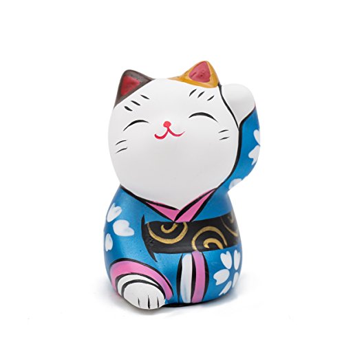 Thy Sammlerstücke handbemalt Feng Shui Mini Maneki Neko Lucky Cat Blau von THY COLLECTIBLES