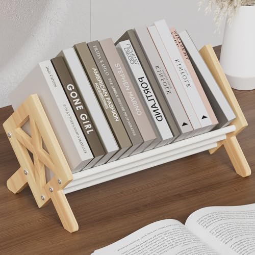 THYGIFTREE Kippbares Bücherregal aus Holz für Wohnzimmer/Zuhause/Büro, Schreibtisch-Organizer, Aufbewahrungsregal zur Präsentation von CDs/Magazine/Bücher von THYGIFTREE