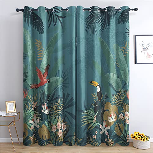 THYUNQ Tropical Vorhänge, Vorhang Blickdicht Verdunklungsvorhänge mit Ösen - Gardinen Wohnzimmer Schlafzimmer Fenster mit Muster, 2er Set Curtains, H 166 x B 75 cm THYUNQ Tropical Vorhänge, Vorhang Blickdicht Verdunklungsvorhänge mit Ösen - Gardinen Wohnzimmer Schlafzimmer Fenster mit Muster, 2er Set Curtains, H 166 x B 75 cm von THYUNQ